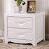 Modern Minimalist Square Solid Wood Slab Nightstand 2-Drawer For Bedroom