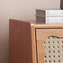 Traditional Vintage Square Rubberwood Rattan Nightstand 1-Drawer For Bedroom