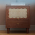 Traditional Vintage Square Rubberwood Rattan Nightstand 1-Drawer For Bedroom