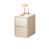 Modern Minimalist Rectangle Solid Wood Nanotech Leather Slab Nightstand 2-Drawer For Bedroom