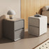 Modern Minimalist Rectangle Solid Wood Nanotech Leather Slab Nightstand 2-Drawer For Bedroom