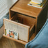 Traditional Vintage Rectangular Solid Wood Rattan Nightstand 2-Drawer For Bedroom