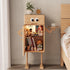 Contemporary Creative Robot Square Rubberwood Glass Metal Nightstand 1-Cabinet For Bedroom