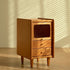 Modern Minimalist Rectangular Solid Wood Glass Nightstand 1-Cabinet For Bedroom