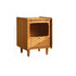 Modern Minimalist Rectangular Solid Wood Glass Nightstand 1-Cabinet For Bedroom