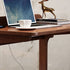 Modern Minimalist Rectangle Solid Wood Desk 2-Leg For Home Office