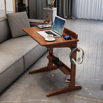 Modern Minimalist Rectangle Solid Wood Desk 2-Leg For Home Office