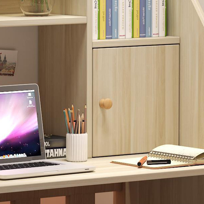 Modern Minimalist Rectangle Solid Wood Desk 1-Shelf For Home Office