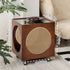 Traditional Vintage Square Tabletop Solid Wood Rattan Side Table 1-Storage For Living Room