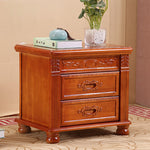 Traditional Vintage Rectangular Solid Wood Metal Nightstand 2-Drawer For Bedroom