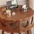 Traditional Vintage Flower Round Solid Wood Glass Makeup Vanity 1-Storage For Bedroom