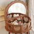 Traditional Vintage Flower Round Solid Wood Glass Makeup Vanity 1-Storage For Bedroom