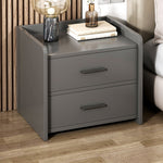 Modern Minimalist Rectangular Solid Wood High Density Panel Nightstand 2-Drawer For Bedroom