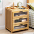 Modern Minimalist Rectangle Bamboo Glass Plastic Nightstand 1/3 Drawer For Bedroom