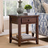 Traditional European Square Rectangle Solid Wood End Table 2-Tier For Living Room