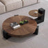 Contemporary Scandinavian Round Square Support Solid Wood End Table 1-Tier For Living Room