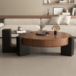 Contemporary Scandinavian Round Square Support Solid Wood End Table 1-Tier For Living Room