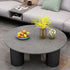 Modern Minimalist Round Column Rock Panel Glass Steel Frame End Table 1-Tier For Living Room