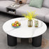 Modern Minimalist Round Column Rock Panel Glass Steel Frame End Table 1-Tier For Living Room