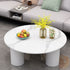 Modern Minimalist Round Column Rock Panel Glass Steel Frame End Table 1-Tier For Living Room