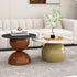 Contemporary Creative Cream Orb Round Half Round Rock Slab Metal End Table 1-Tier For Living Room