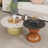 Contemporary Creative Cream Orb Round Half Round Rock Slab Metal End Table 1-Tier For Living Room