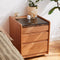 Modern Minimalist Removable Square Glass Solid Wood Nightstand 2-Drawer For Bedroom