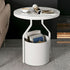 Modern Luxury Round Column Rock Panel Tempered Glass Metal End Table 1-Tier For Living Room