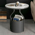 Modern Luxury Round Column Rock Panel Tempered Glass Metal End Table 1-Tier For Living Room