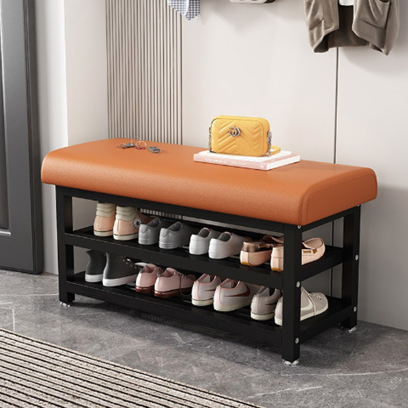 Modern Minimalist Rectangular Tech Cloth Iron Shoe Storage 2-Shelf For Entryways