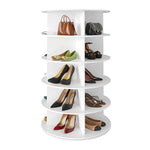 Modern Minimalist Floor Standing Round PVC Wood Plastic Board Shoe Storage 4/5/6/7 Tier For Entryways