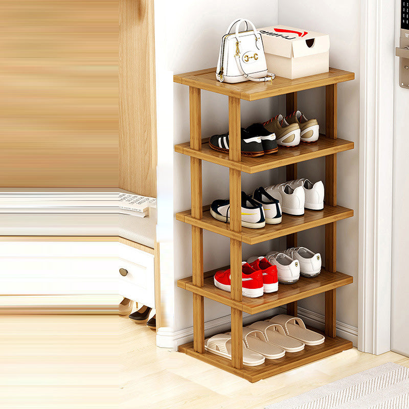 Modern Minimalist Rectangle Heather Bamboo Shoe Storage 5-Tier For Entryways