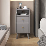 Modern Simplicity Rectangular Wood Brass Nightstand 2-Drawer Storage Wireless Charging For Bedside