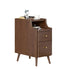 Modern Simplicity Rectangular Wood Brass Nightstand 2-Drawer Storage Wireless Charging For Bedside