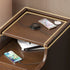 Modern Simplicity Rectangular Wood Brass Nightstand 2-Drawer Storage Wireless Charging For Bedside