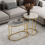 Contemporary Nordic Round Elliptical Combination Slab Iron End Table For Living Room