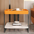 Modern Simplicity Square Slab Reinforced Glass Iron End Table 2-Tier For Living Room