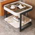 Modern Simplicity Square Slab Reinforced Glass Iron End Table 2-Tier For Living Room