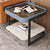 Modern Simplicity Square Slab Reinforced Glass Iron End Table 2-Tier For Living Room