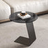 Modern Minimalist Round C-Shaped Glass Carbon Steel End Table For Living Room