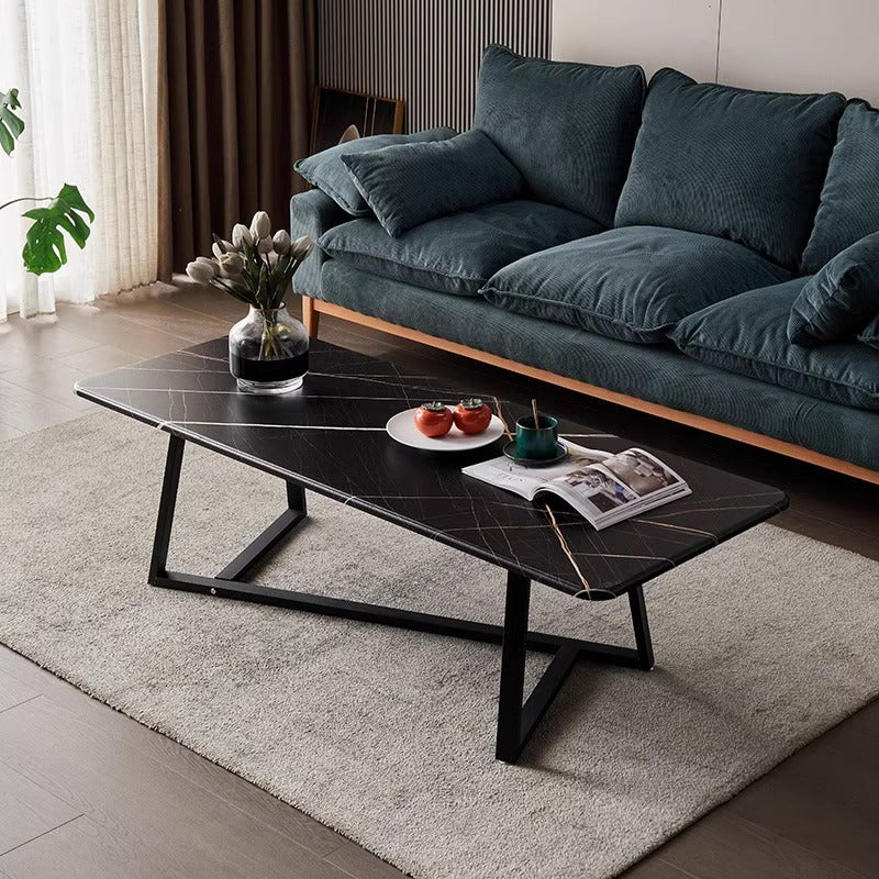 Modern Minimalist Rectangular Plate Steel Coffee Table For Living Room