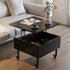 Contemporary Nordic Square Wood Plate Alloy Liftable End Table 1-Storage For Living Room