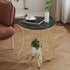 Contemporary Nordic Round Slab Iron Steel End Table 1-Shelf For Living Room