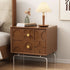 Contemporary Retro Rectangular Arabesque Wood Stainless Steel Nightstand 2-Drawer For Bedside