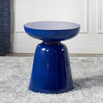 Contemporary Scandinavian Round Fiberglass End Table Stackable For Living Room