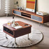 Contemporary Retro Square Rubber Wood Stainless Steel Metal Coffee Table Liftable 2-Storage For Living Room