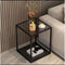 Modern Minimalist Square Reinforced Glass Slab Iron End Table 2-Tier For Living Room