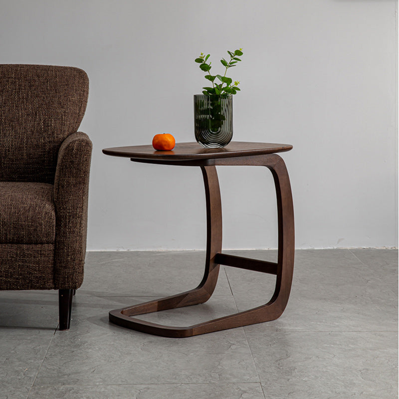 Contemporary Simplicity Rectangular C-Shape Walnut Ash Wood End Table Movable For Living Room