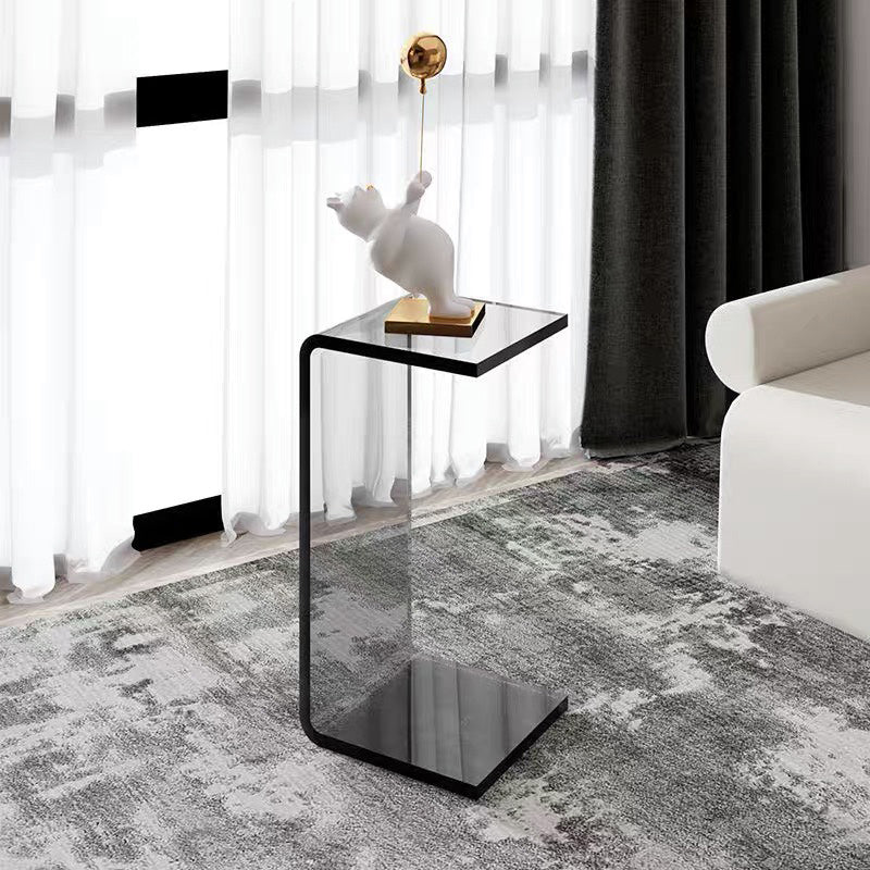 Modern Minimalist Rectangular Acrylic Metal End Table 2-Tier For Living Room