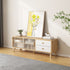 Modern Minimalist Rectangle Solid Wood Glass TV Stand 2-Drawer For Living Room